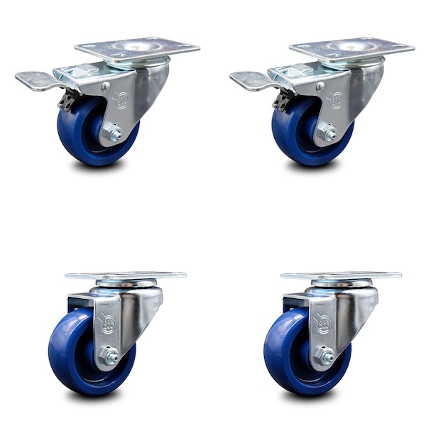 Service Caster 3 Inch Solid Polyurethane Wheel Swivel Top Plate Caster Total Lock Brakes, 2PK SCC-TTL20S314-SPUS-2-S-2 - main
